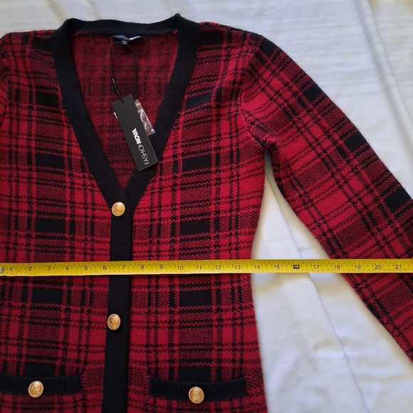 Fashion Nova Red and Black Plaid Long Sleeve Dress - Picture 6 of 16